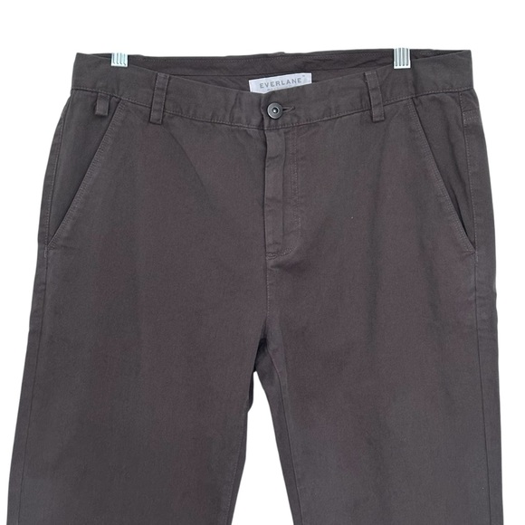 NEW EVERLANE Men’s Flat Front Chinos Slim Olive Brown Pants Size 32 x 32 - Picture 3 of 6